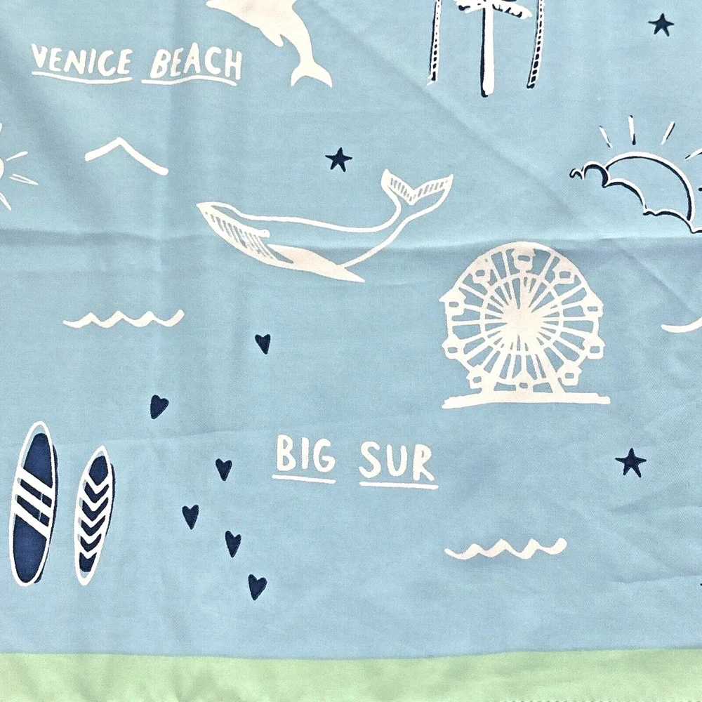 BCBG Generation Sky Blue Mint Green California Silky Feel Preppy Square Scarf